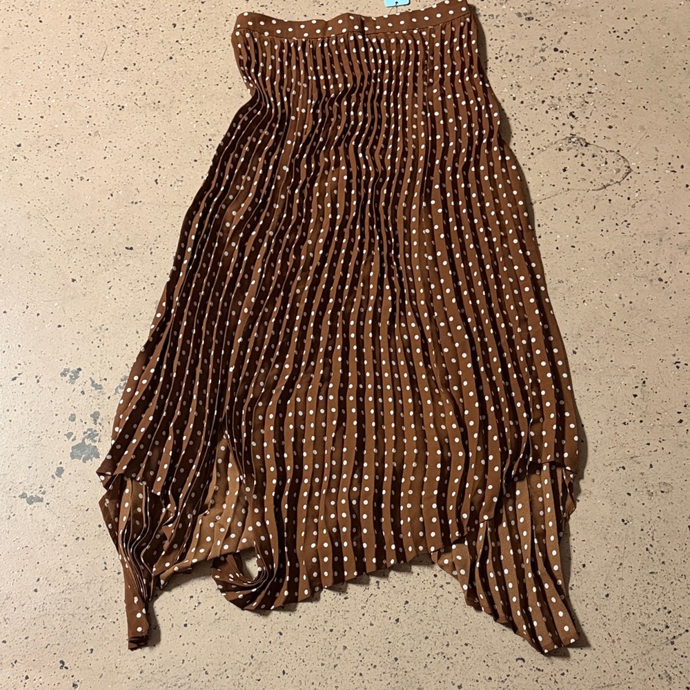 Zara Asymmetrical Brown Skirt with White Dots